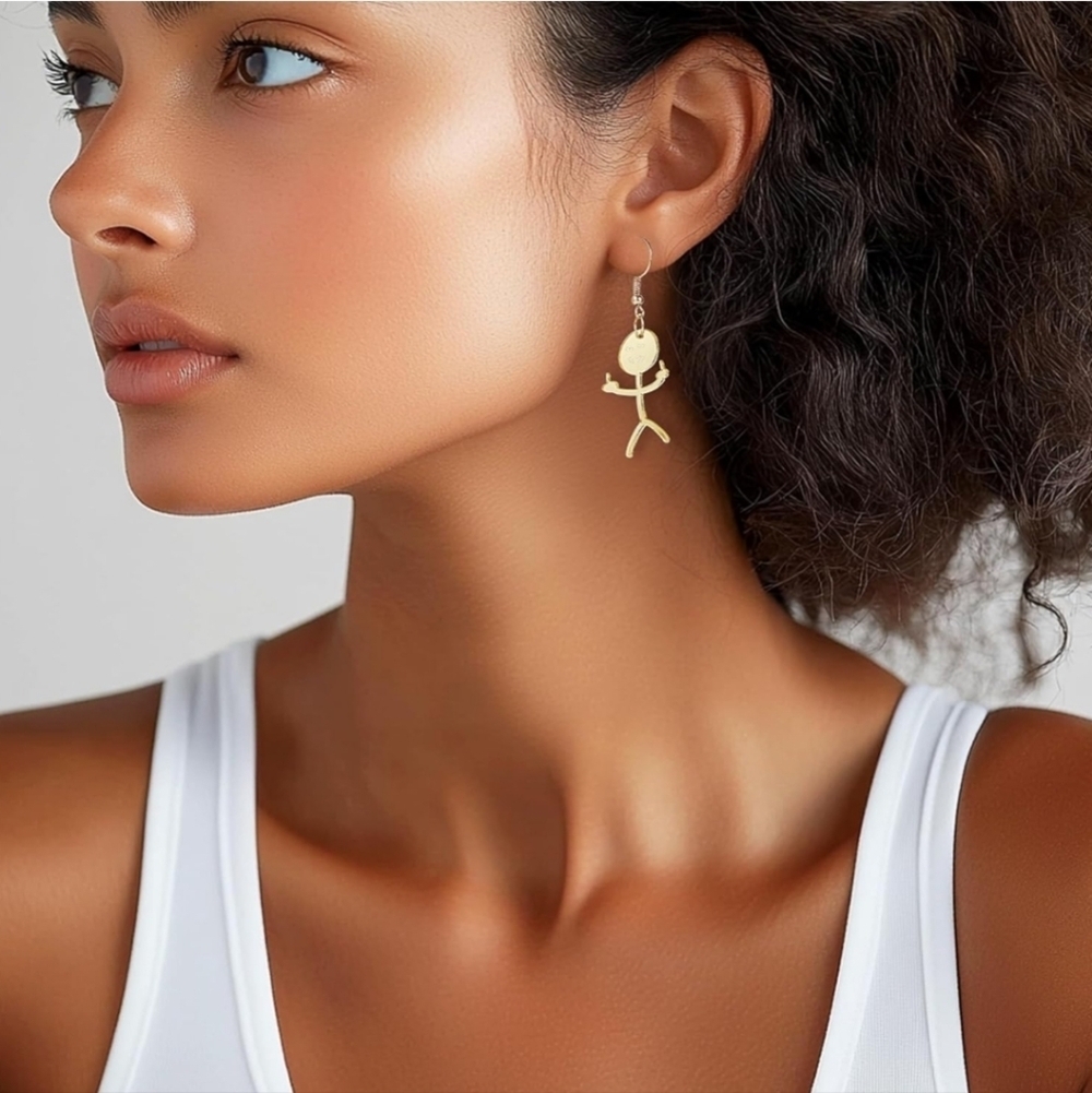 Elegant Gold Stick Figure Earrings